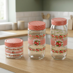 Стаклени тегли со розов капак и рози – 60 и 330 ml