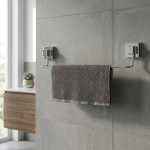 Ѕидна шипка за пешкир од хромиран метал – квадратни носачи