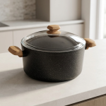 Тенџере со гранитна незалепувачка обвивка и стаклен капак – 24 cm, 5 L