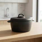 Тенџере со гранитна облога и капак – црно, 24 cm, 5 L