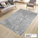 Тепих со шара на испукан камен – сив, 130×180 cm