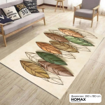 Тепих со дигитален принт 180×280 cm – големи лисја во кафеава и зелена
