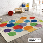 Детски тепих 130×180 cm – шарени балони на крем основа