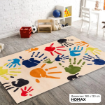 Детски тепих 130×180 cm – шарени отпечатоци од дланки
