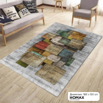 Тепих со мотив на шарени квадрати 180×130 cm – сива основа