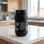 Висока црна тегла за чај со црн капак – 660 ml