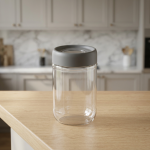 Стаклена тегла за чување со сив капак – 660 ml