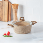 Bio Granit тенџере со стаклен капак – беж, 24 cm