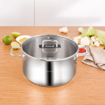 Големо тенџере од инокс со стаклен капак – 26 cm, 6,7 L
