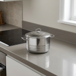 Големо тенџере од нерѓосувачки челик со капак – 45 L, 45 × 30 cm