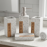 Керамички сет за бања терацо со дрвена етикета „BATH"