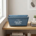 Мала кошница за организирање – темносина со натпис «Keep Clean»