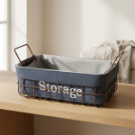 Кошница «Storage» – темносива со рамка во боја бакар 36×26 см