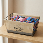Бежова кујнска кошница – натпис «Keep Clean» 25×15 см