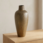 Висока конусна вазна со текстура – бронзена