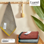 Пешкир Luere со текстура - сив со жолт раб, 35×75 см