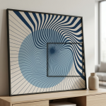 Слика во рамка – спирала во сино, 80×80 см