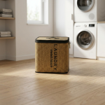 Кош за алишта со натпис LAUNDRY – платно, средна