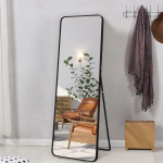 Огледало на потпирач со црна рамка – 47×157 см