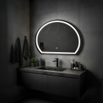 LED бањско огледало, полукружно – 60×70 см