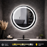 LED бањско огледало, кружно – R60 см, црно рамка
