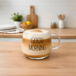 Стаклена чаша со рачка «Good Morning» – 380 мл