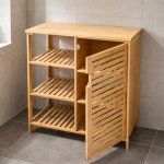 Плакар од бамбус со ламелести полици – 66×33×87 см