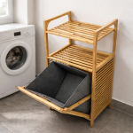 Раф за перална со корпи од бамбус – 33×40×95 см